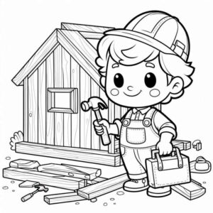 Desenho de Menino Carpinteiro Colorir