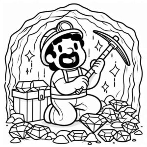 Desenho de Mineiro Mineracao Pedras Preciosas