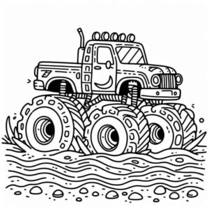 Desenho de Monster Truck Cartoon Para Colorir