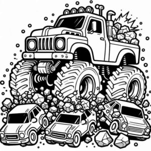 Desenho de Monster Truck Detalhado Acao