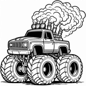 Desenho de Monster Truck Detalhado Colorir 1