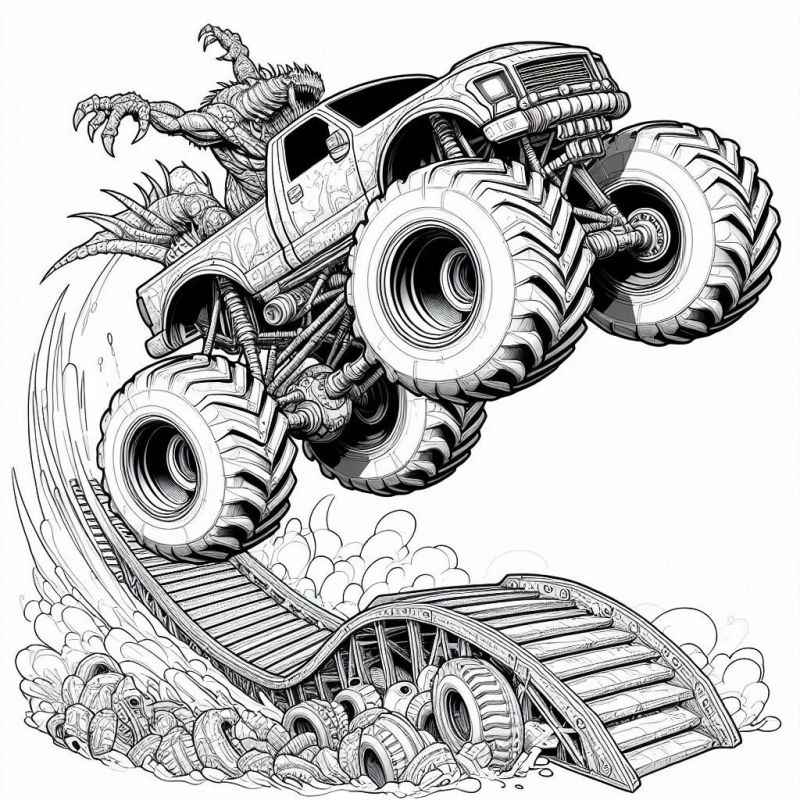 Desenho de Monster Truck Em Acao