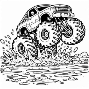 Desenho de Monster Truck Em Movimento Para Colorir