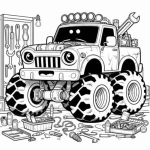 Desenho de Monster Truck Estilizado Oficina