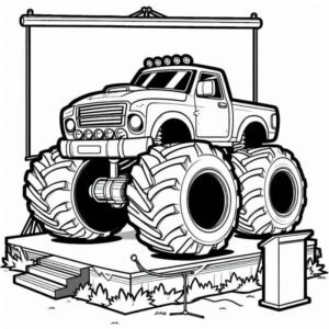 Desenho de Monster Truck Estilizado Palco Elevado