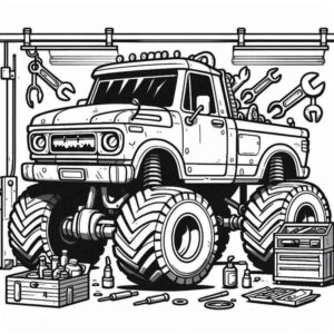 Desenho de Monster Truck Oficina Mecanica