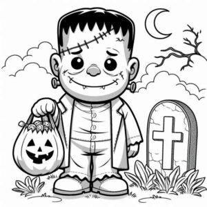 Desenho de Monstro Frankenstein Halloween Para Colorir