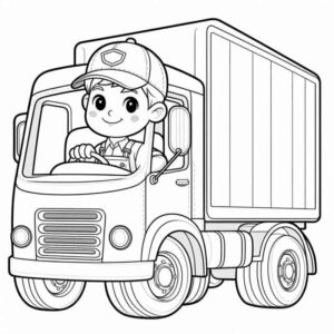 Desenho de Motorista Caminhao Amigavel