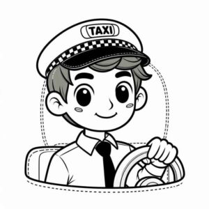 Desenho de Motorista Taxista Cartoon Para Colorir