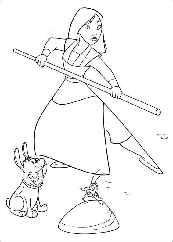 Desenho de Mulan Para Colorir Bastao
