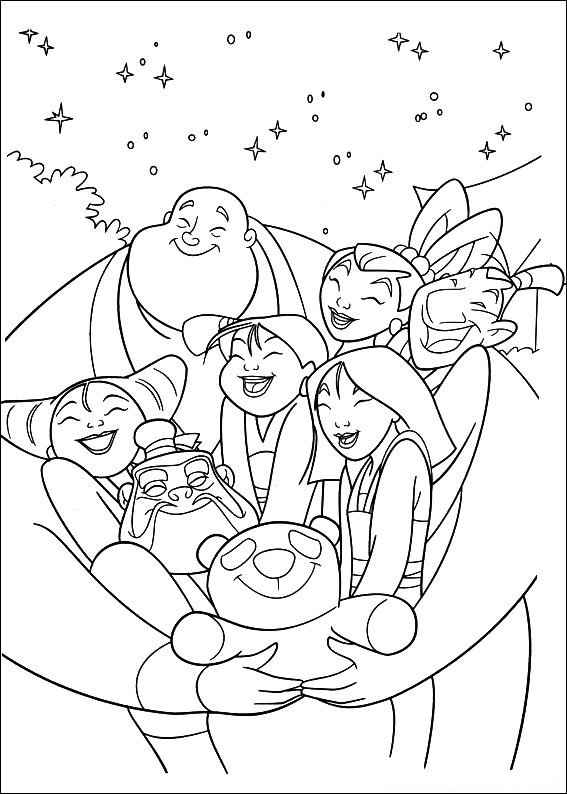 Desenho de Mulan Para Colorir Familia