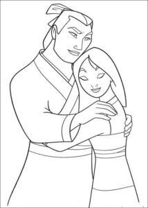 Desenho de Mulan Para Colorir Lee Shang Amor