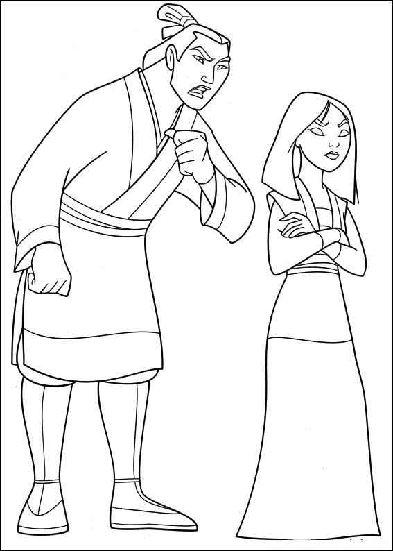 Desenho de Mulan Para Colorir Lee Shang Mulan Bricando