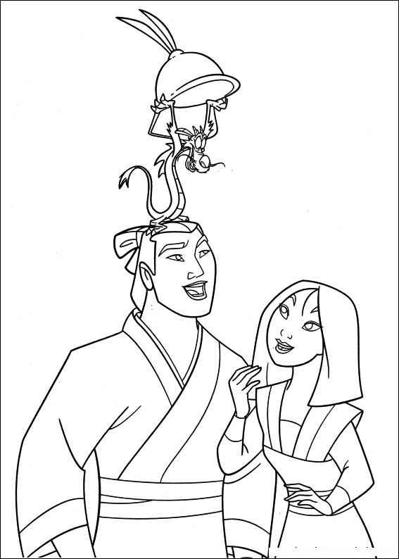 Desenho de Mulan Para Colorir Lee Shang Mulan Mushu