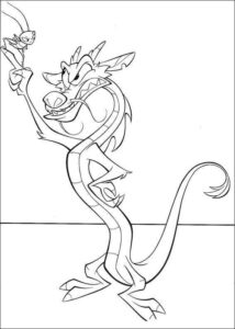 Desenho de Mulan Para Colorir Mushu Grilo 2