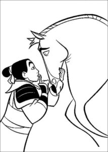 Desenho de Mulan Para Colorir Soldado Cavalo