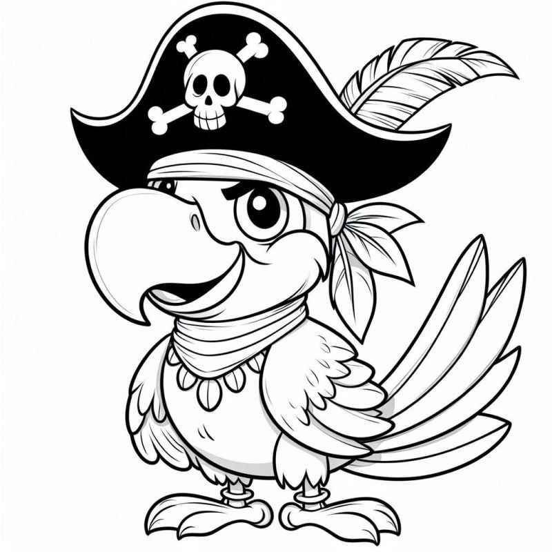 Desenho de Papagaio Pirata Fantasia Colorir