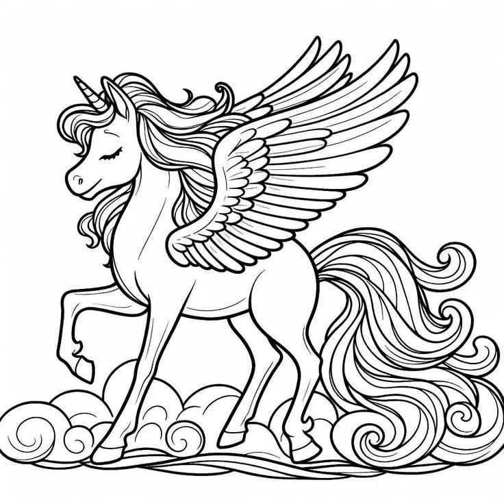 Desenho de Pegasus Desenho Colorir Imprimir 01