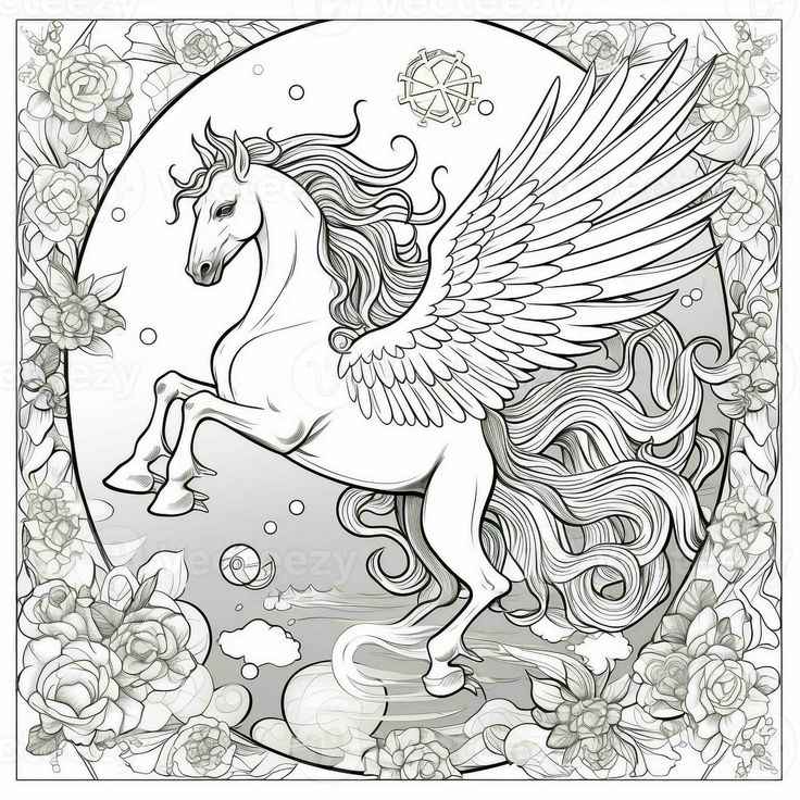 Desenho de Pegasus Desenho Colorir Imprimir 02