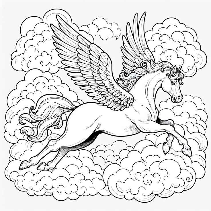 Desenho de Pegasus Desenho Colorir Imprimir 06