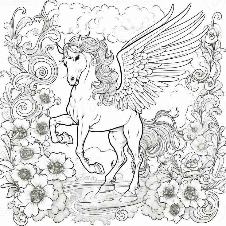 Desenho de Pegasus Desenho Colorir Imprimir 07