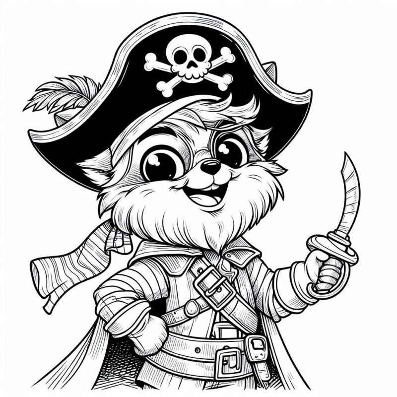 Desenho de Personagem Pirata Antropomorfico Colorir