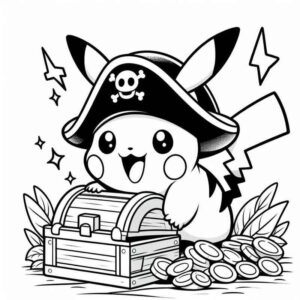 Desenho de Pikachu Pirata Com Tesouro