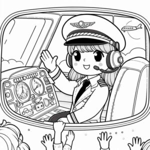 Desenho de Piloto Aviacao Colorir Cockpit Sorridente