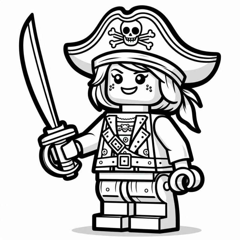 Desenho de Pirata Lego Minifigura Pintar Colorir