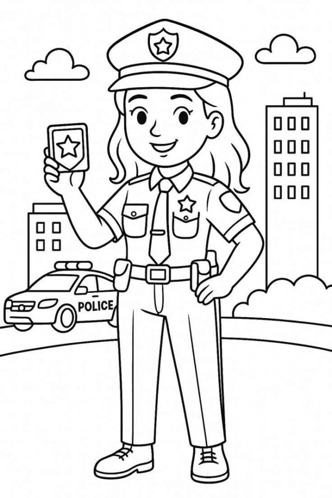 Desenhos da Polícia para Imprimir e Colorir