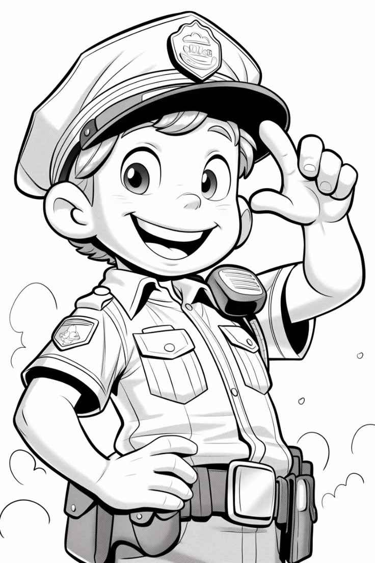 Desenho de Policia Desenho Colorir Imprimir 08