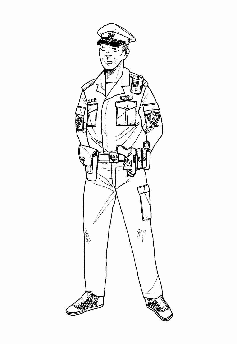 Desenho de Policia Desenho Colorir Imprimir 14
