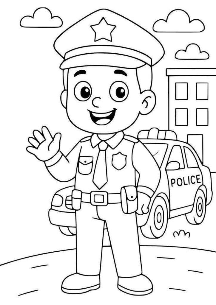Desenhos da Polícia para Imprimir e Colorir