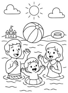 Desenho de Praia Desenho Colorir Imprimir 01