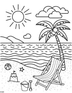 Desenho de Praia Desenho Colorir Imprimir 06