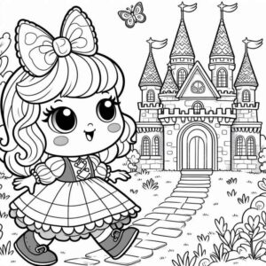Desenho de Princesa Castelo Detalhado