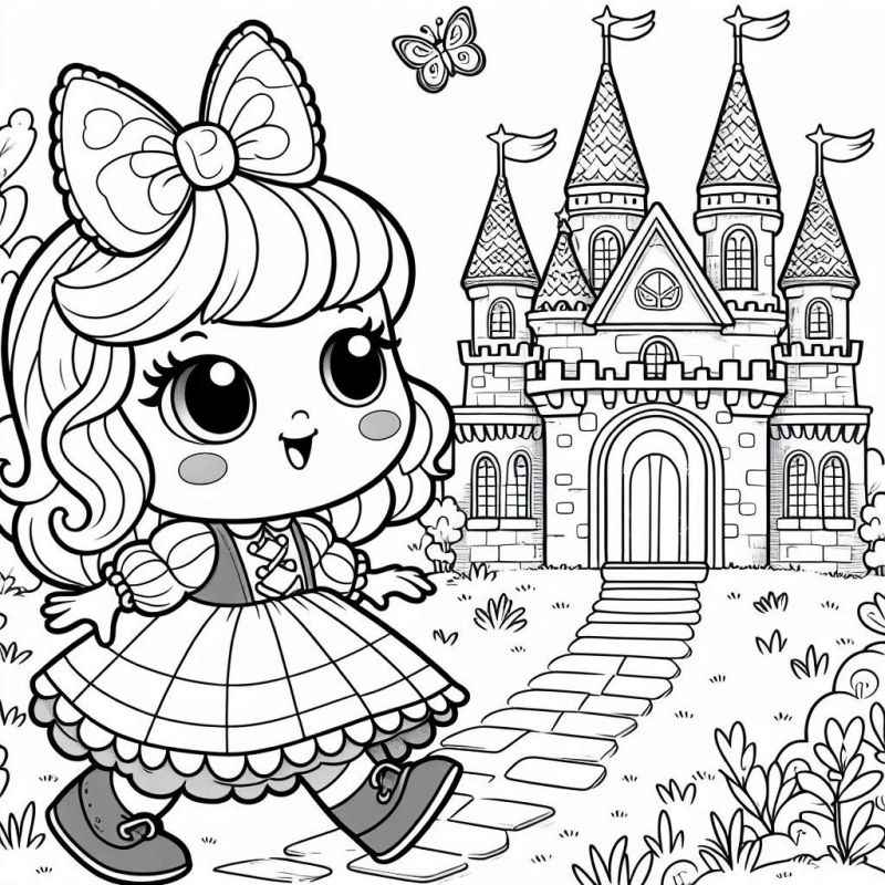 Desenho de Princesa Castelo Detalhado