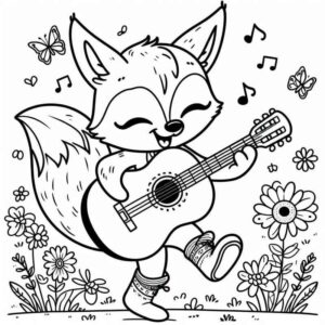 Desenho de Raposa Musical Alegre