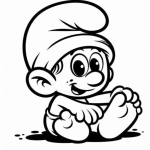 Desenho de Smurf Sentado Para Colorir
