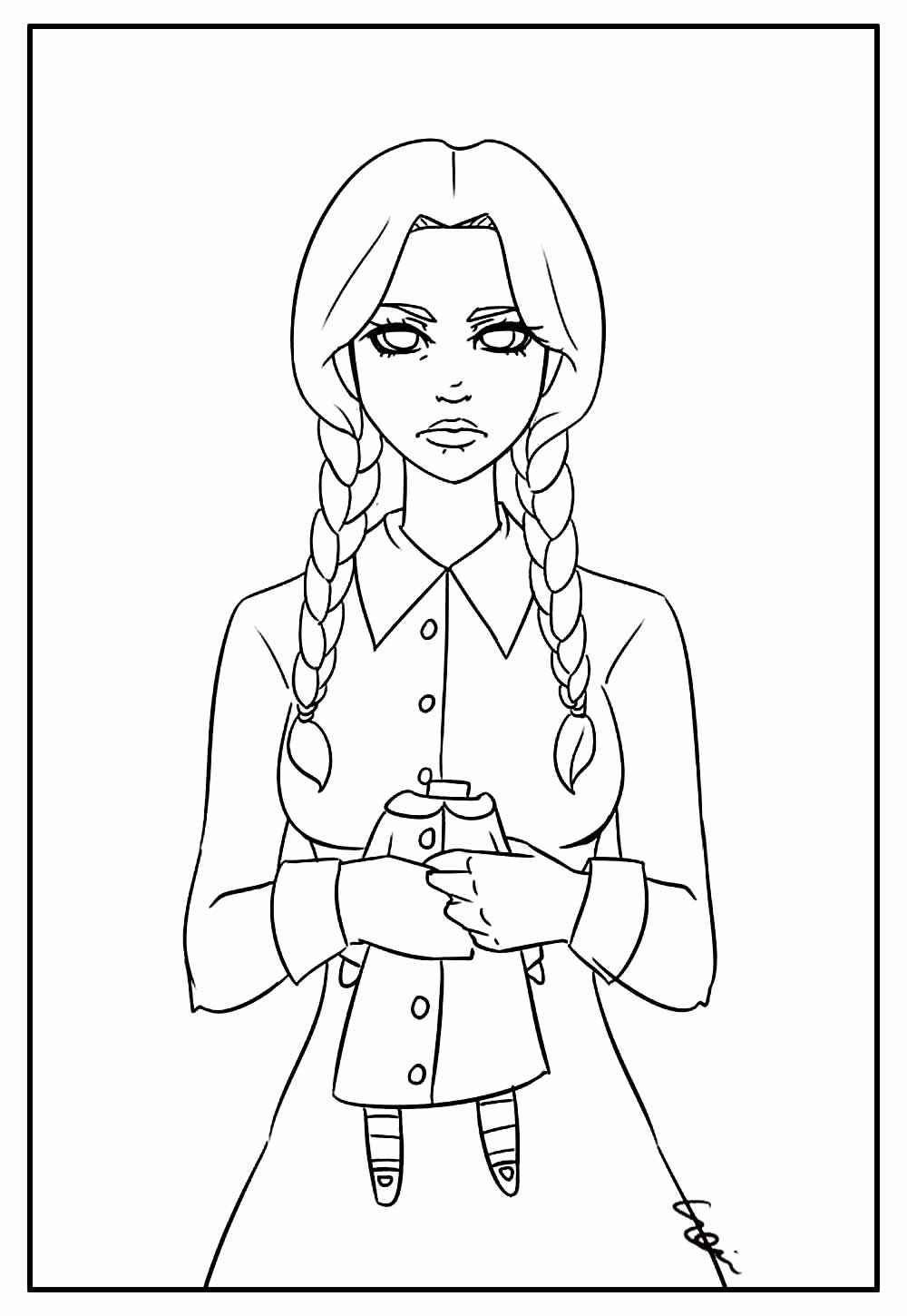 Desenho de Wandinha Desenho Colorir Imprimir 06