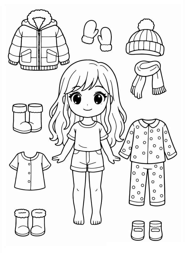 Desenho de Paper Doll Desenho Colorir Imprimir 02