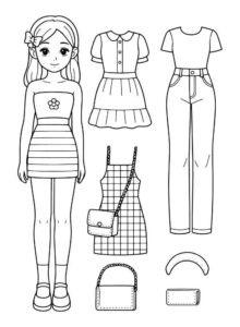 Desenho de Paper Doll Desenho Colorir Imprimir 03