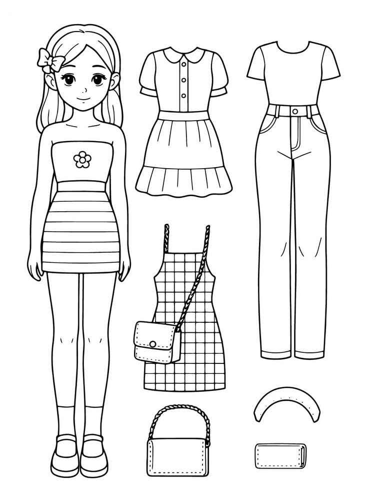 Desenho de Paper Doll Desenho Colorir Imprimir 03