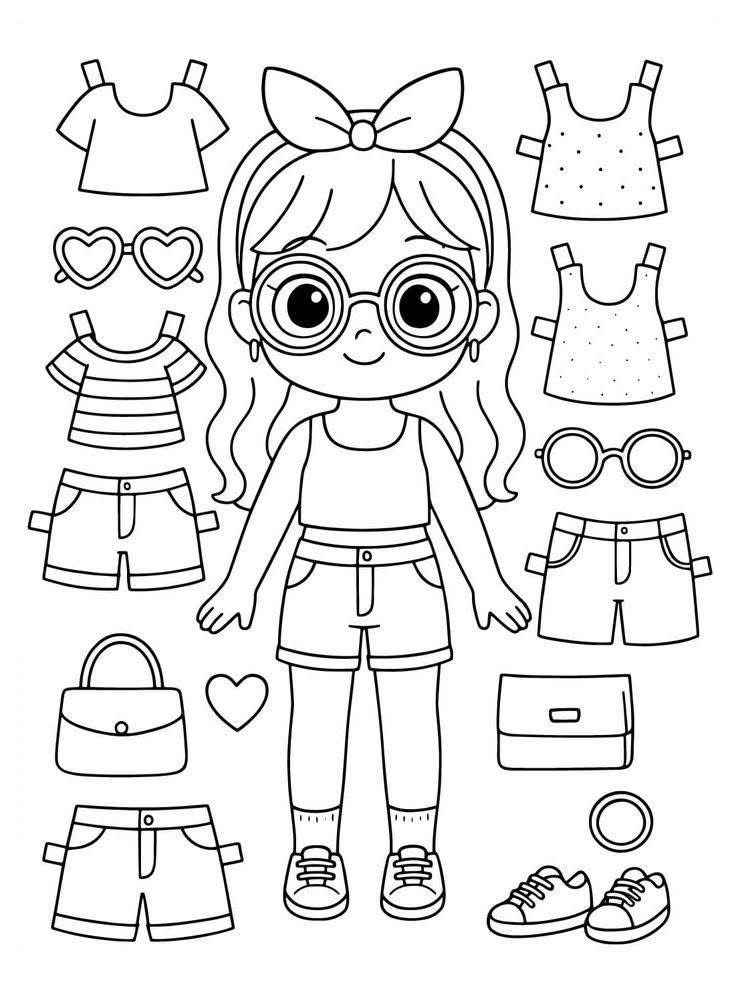 Desenho de Paper Doll Desenho Colorir Imprimir 08