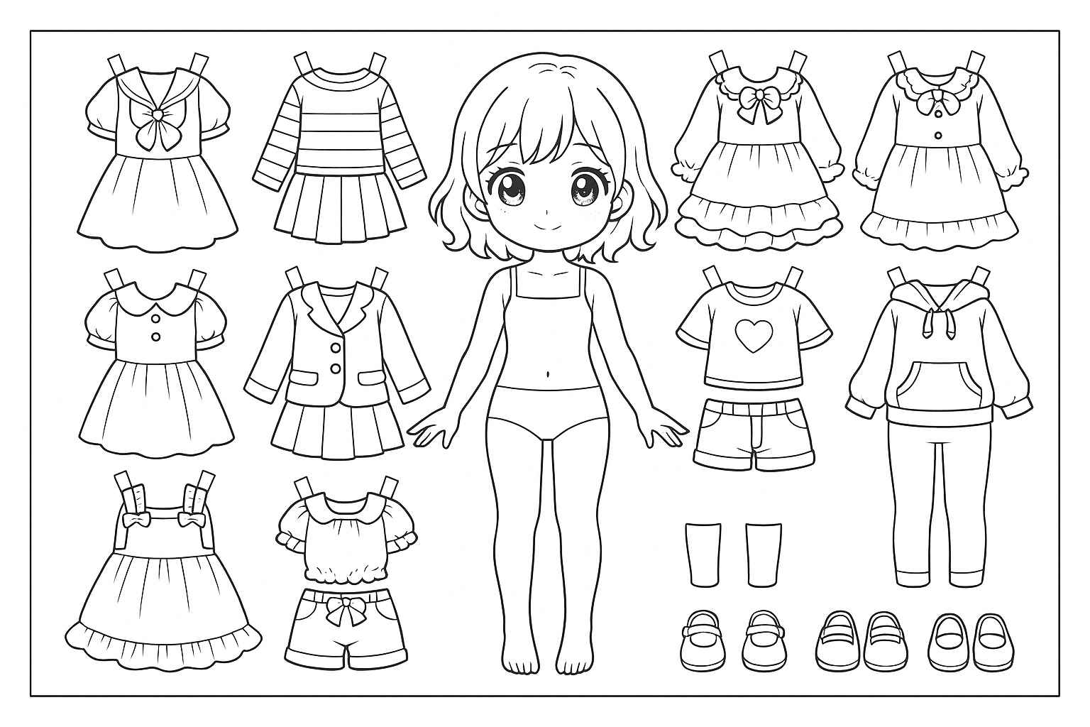 Desenho de Paper Doll Desenho Colorir Imprimir 18