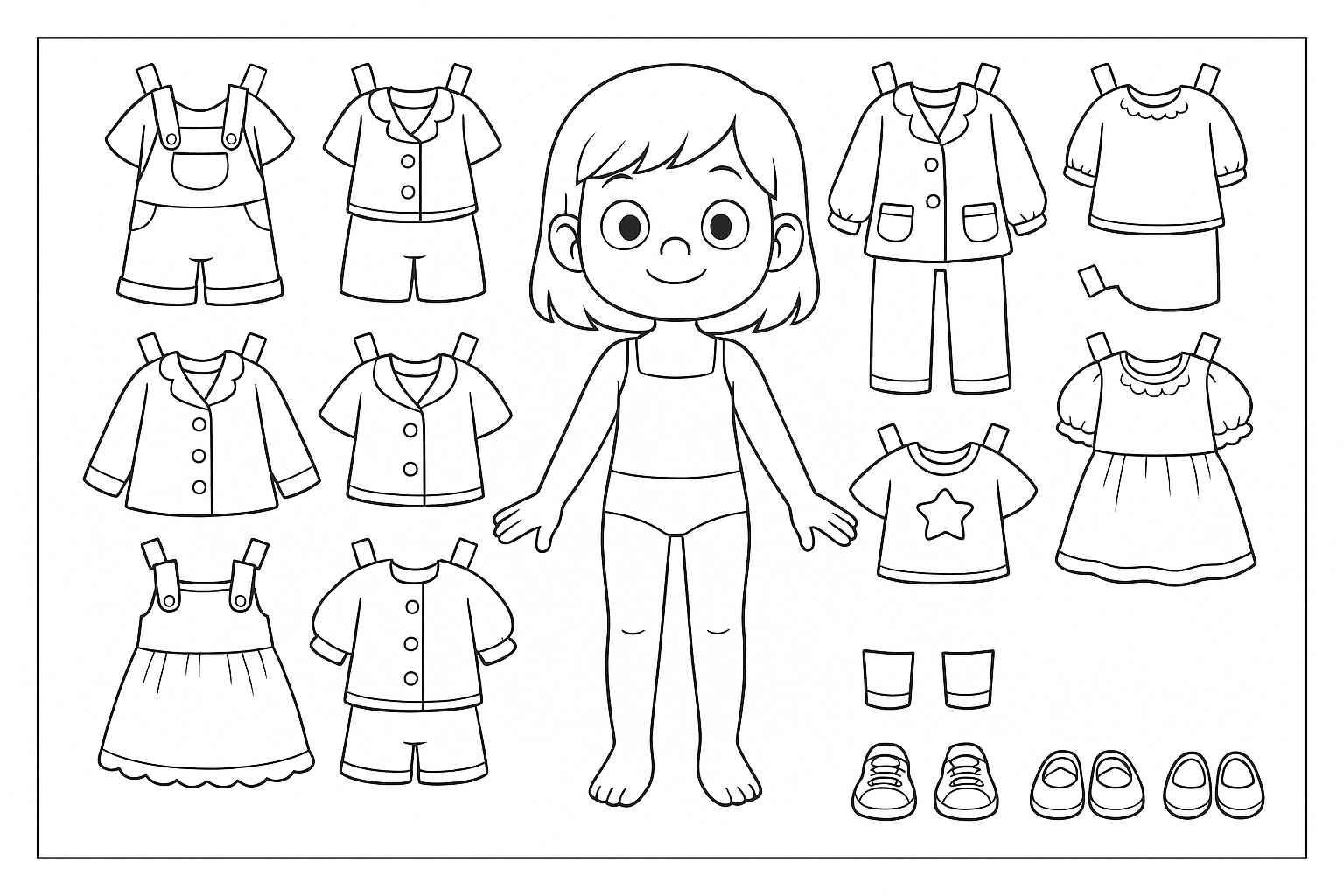 Desenho de Paper Doll Desenho Colorir Imprimir 19