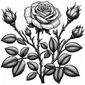 Desenho de Rosa Desenho Colorir Imprimir 42