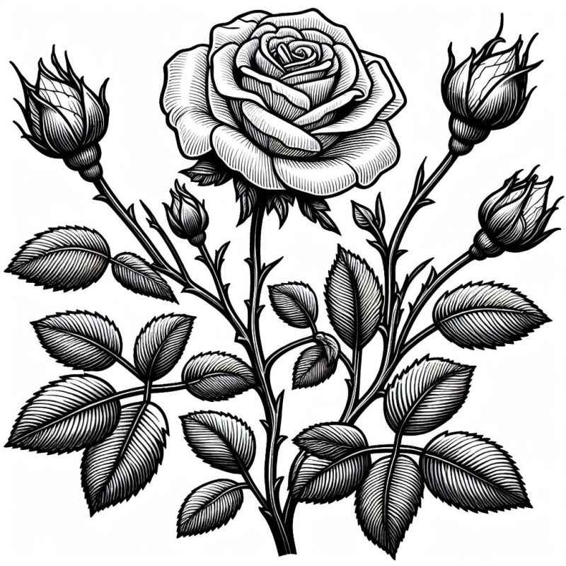 Desenho de Rosa Desenho Colorir Imprimir 42