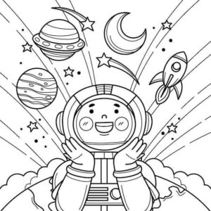 Desenho de Astronauta Desenho Colorir Imprimir 02