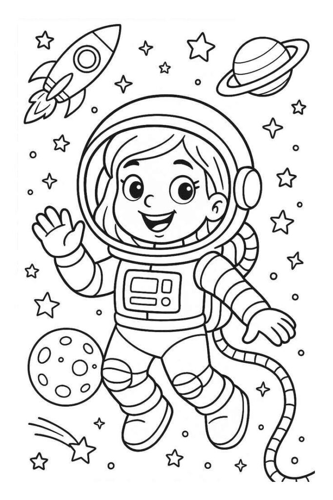 Desenhos de Astronauta para Imprimir e Colorir